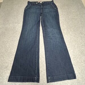 Y2K GAP Denim Trousers Dark Wash Low Rise Flared Leg Blue Jean Womens 8 90 retro